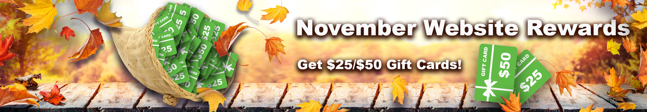 November Website Rewards: Get $25/$50 Gift Cards!