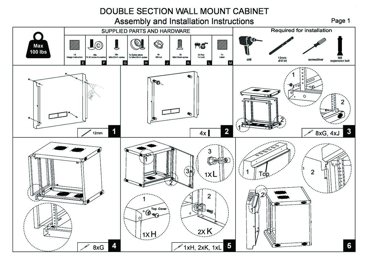 Double Hinge Swing Out Wall Cabinet Manual