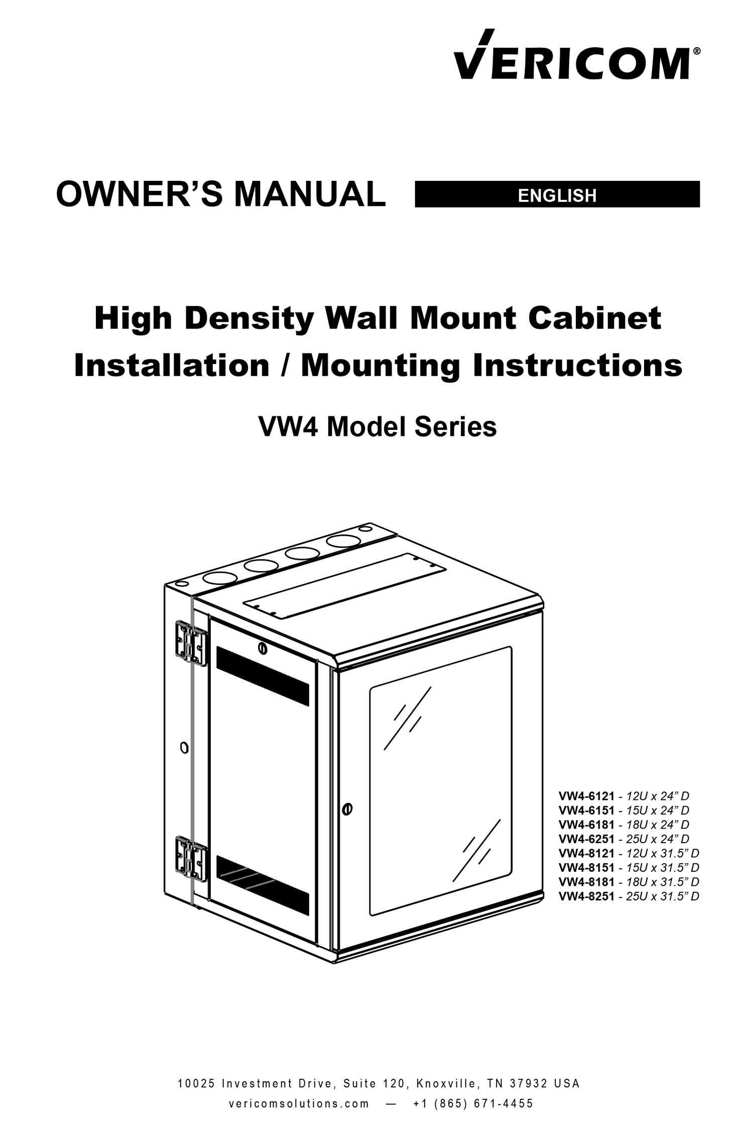 High Density Wall Cabinet Manual