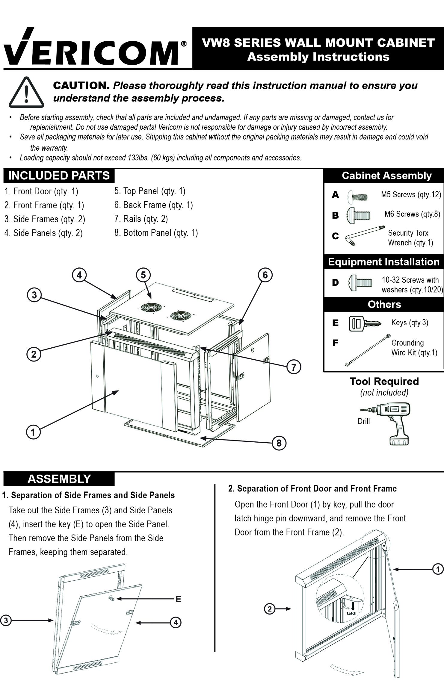 VW8 Series Wall Cabinet Manual