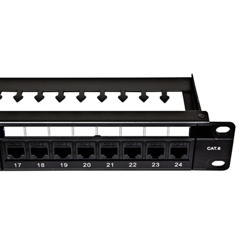 24 Port CAT6 Pass Through Coupler Patch Panel with Back Bar, Compatible  with Cat5, Cat5e, Cat6, Cat6A, Loaded with Unshielded keystones